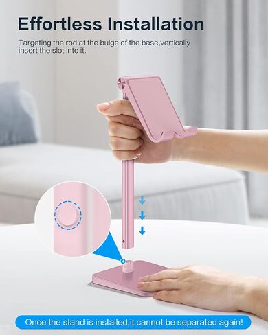 OMOTON CA02 Cell Phone Stand with Charging Hole for Desk Lightweight Silver | Fits iPhone 17/Samsung Galaxy 4-7" · Hands-Free Call · Gaming · Live Streaming · Compact Portable for Travel, Office, Home in Kuwait