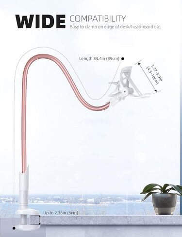 Lamicall Gooseneck Bed Phone Holder 33.4" Full Adjustable Flexible Arm | Fast Install, Full Adjustable, Stable Flexible Long Arm, Bedside Multipurpose Holder for 4-7" Phone, iPhone 17 Pro Max Air in Kuwait