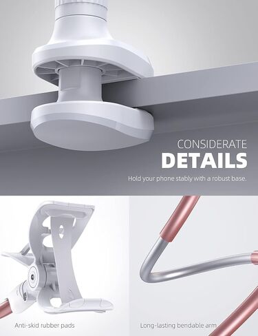 Lamicall Gooseneck Bed Phone Holder 33.4" Full Adjustable Flexible Arm | Fast Install, Full Adjustable, Stable Flexible Long Arm, Bedside Multipurpose Holder for 4-7" Phone, iPhone 17 Pro Max Air in Kuwait