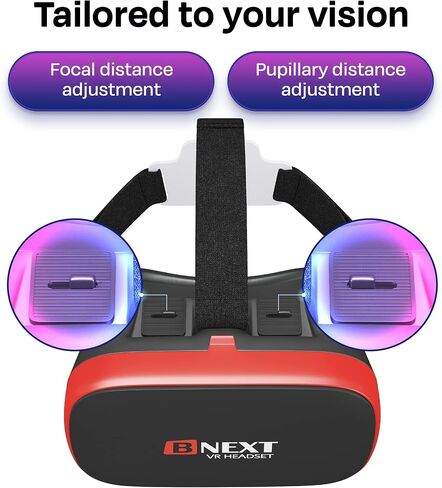 سماعة رأس VR متوافقة مع أجهزة iPhone وAndroid - نظارات الواقع الافتراضي العالمية للأطفال والكبار - أفضل ألعاب الهاتف المحمول 360 فيلمًا مع نظارات الواقع الافتراضي ثلاثية الأبعاد الجديدة الناعمة والمريحة (أحمر) in Saudi Arabia