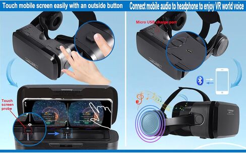 Cell Phone VR Headset Virtual Reality Headsets VR Headsets Virtual Reality Glasses VR Glasses VR Goggles for TV Movies Video Games Compatible with iOS, Android Support 4.7" to 7.3" Mobile Screen(B95) in Saudi Arabia