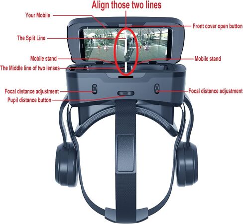 Cell Phone VR Headset Virtual Reality Headsets VR Headsets Virtual Reality Glasses VR Glasses VR Goggles for TV Movies Video Games Compatible with iOS, Android Support 4.7" to 7.3" Mobile Screen(B95) in Saudi Arabia