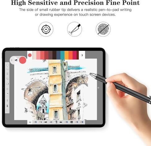 METRO Stylus Pen for Touchscreen - High Sensitivity Capacitive Switch Stylus Fiber Tips 2 in 1 Universal Stylus Pens for iPad iPhone Tablet Android Chromebook Switch 2 All Touch Screens (8 Extra Tips) in Kuwait