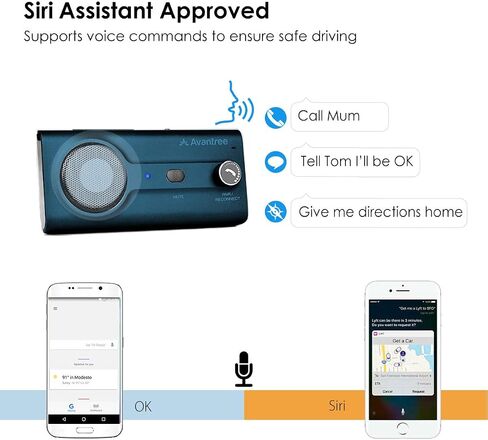 Avantree CK11 - Bluetooth 5.0 Hands-Free Car Speakerphone, Titanium | Hands-Free Calls with Siri Support and Motion Auto-On, plus a 3W Speaker, Visor Clip, and Volume Knob for Easy In-Car Use in Kuwait