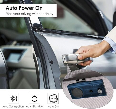 Avantree CK11 - Bluetooth 5.0 Hands-Free Car Speakerphone, Titanium | Hands-Free Calls with Siri Support and Motion Auto-On, plus a 3W Speaker, Visor Clip, and Volume Knob for Easy In-Car Use in Kuwait