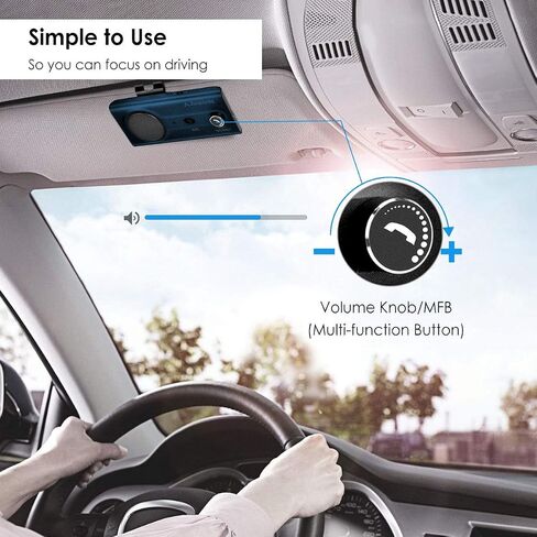 Avantree CK11 - Bluetooth 5.0 Hands-Free Car Speakerphone, Titanium | Hands-Free Calls with Siri Support and Motion Auto-On, plus a 3W Speaker, Visor Clip, and Volume Knob for Easy In-Car Use in Kuwait