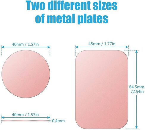 Mount Metal Plate with Adhesive for Magnetic Cradle-Less Mount by WixGear - X4 Pack 2 Rectangle and 2 Round (Compatible with Magnetic mounts) (Black) in Kuwait