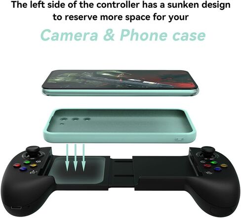 ShanWan Mobile Game Controller for iphone/Android with PHONE CASE Support, Bluetooth Wireless Gamepad - PS Remote Play, Xbox Cloud, Steam Link, GeForce NOW, MFi Arcade Games-Long Battery Life in Kuwait