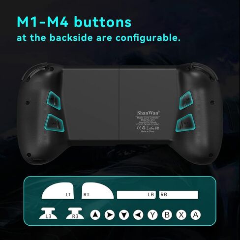 ShanWan Mobile Game Controller for iphone/Android with PHONE CASE Support, Bluetooth Wireless Gamepad - PS Remote Play, Xbox Cloud, Steam Link, GeForce NOW, MFi Arcade Games-Long Battery Life in Kuwait