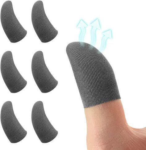 Mobile Game Controllers Finger Sleeve[6 Pack], Touch Screen Finger Sleeve Breathable Anti-Sweat Sensitive Shoot and Aim for Rules of Survival/Knives Out for Android & IOS (Black) in Saudi Arabia
