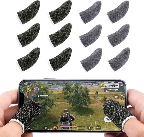 Mobile Game Controllers Finger Sleeve[6 Pack], Touch Screen Finger Sleeve Breathable Anti-Sweat Sensitive Shoot and Aim for Rules of Survival/Knives Out for Android & IOS (Black) in Saudi Arabia