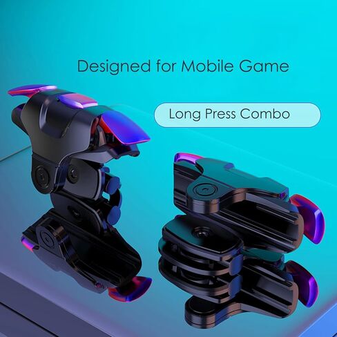 TEESSO Mobile Trigger، جهاز تحكم في الألعاب لهاتف iPhone Android، عصا التحكم لألعاب الهاتف المحمول PUBG، تشغيل 4 أصابع، مع مفاتيح تصويب حساسة لـ Fornite/Knives Out/Rules of Survival (أزرق) in Kuwait