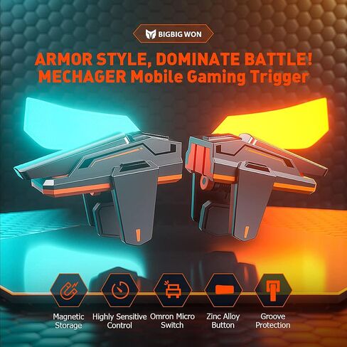 BIGBIG WON Mobile Gaming Triggers, Mobile Game Controllers Plug and Play for iOS and Android Phone 4.7-6.5 inches Game Trigger for PUBG/Fortnite/COD White (M1-1 Piece) in Kuwait