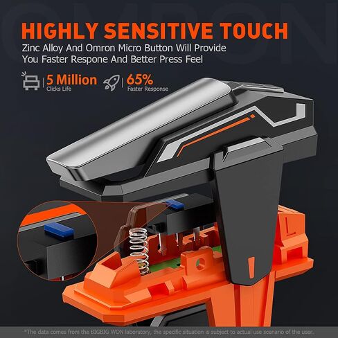BIGBIG WON Mobile Gaming Triggers, Mobile Game Controllers Plug and Play for iOS and Android Phone 4.7-6.5 inches Game Trigger for PUBG/Fortnite/COD White (M1-1 Piece) in Kuwait