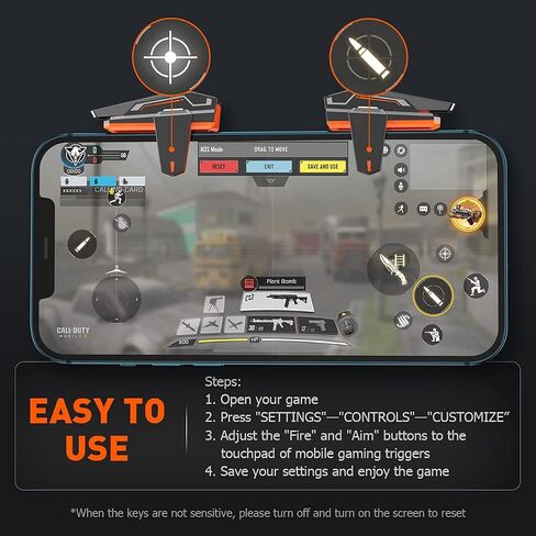 BIGBIG WON Mobile Gaming Triggers, Mobile Game Controllers Plug and Play for iOS and Android Phone 4.7-6.5 inches Game Trigger for PUBG/Fortnite/COD White (M1-1 Piece) in Kuwait
