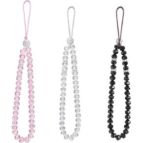Weewooday 3 Pieces Cell Phone Lanyard Strap Phone Charm Bling Crystal Beads Hand Wrist Lanyard Strap Beaded Women's Wristlet in Saudi Arabia