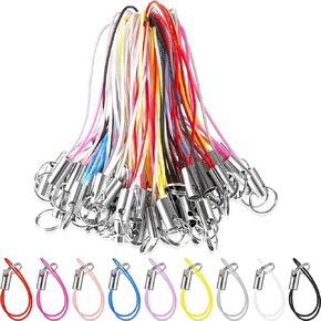 Frienda 200 Pcs Phone Charm Strap for Cell USB Keychains, Black | with Split Ring Clasp, Keychain Making Kit, Lariat Lanyard Charms Pendant Clasp, DIY Jewelry Accessories in Saudi Arabia