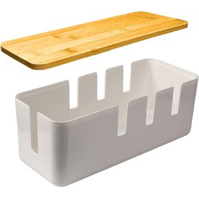 RICEXO Cable Management Box, 7 Holes, 12x5x4.5 inches, Wooden Lid Cable Organizer Box for Desk to Hide Power Strips, Tv Wires, ABS Material Cord Cover in Kuwait