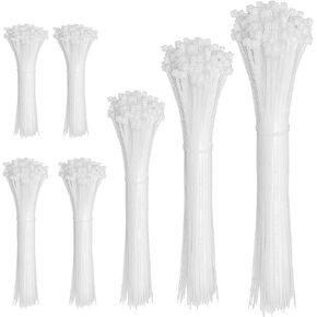 Cable Zip Ties,600 Piece Self-Locking Nylon CableTies,Assorted Sizes 4+6+8+10+12-Inch,Multi-Purpose Wire Management Plastic Ties,Perfect for Home,Garden,Office,Travel and Workshop.White