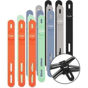 Ringke Cable Tie Silicone (15 Pack) Colorful Reusable Holder Strap Organizer Management for Fastening Cable Cords and Wires in Saudi Arabia