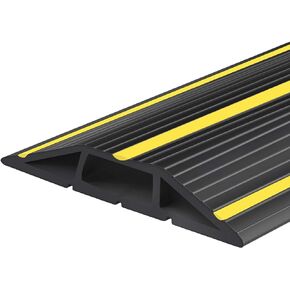 10Ft Cord Covers for Wires on Floor, 3-Channel PVC Floor Cable Cover for Small to Medium Wires, Anti-Slip Base with Yellow Warning Stripes, Indoor Floor Cord Cover for Home Office Events in Kuwait