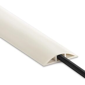 4FT Cord Cover Floor, Beige Cord Hider Floor, Extension Cable Cover Power Cord Protector Floor, Cable Management Hide Cords on Floor- Soft PVC Wire Covers - Cord Cavity: 0.47" (W) x 0.24" (H) in Kuwait