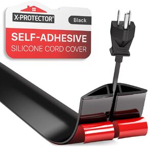 غطاء سلك الأرضية X-Protector - واقي سلك فوق الأرضية بطول 5 بوصات - واقي كابل الطاقة ذاتي اللصق - واقي سلك السيليكون - غطاء سلك تمديد مثالي لحماية الأسلاك على الأرض (60 بوصة)