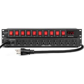 Bomaite SR-128 مكيف تسلسلي للطاقة بـ 10 منافذ - 15 أمبير 1800 واط تيار متردد، مكيف مفتاح تثبيت على حامل الطاقة، واقي التيار الكهربائي الرقمي الاحترافي للأجهزة الكهربائية المنزلية، ومكونات الكمبيوتر in Kuwait