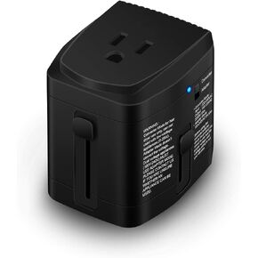 مجموعة محول ومحول السفر بقدرة 2000 واط - محول طاقة للولايات المتحدة والمملكة المتحدة وأوروبا وأكثر من 150 دولة - تصميم مدمج للسفر الدولي (أسود) in Kuwait