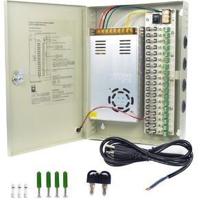 9 Channel/Port 10 AMPS, 12V DC Power Supply Box, Individually Fused for CCTV, LED, and All 12v DC Devices. Includes Screw Drivers & Extra fuses (9CH 10 AMP) in Saudi Arabia