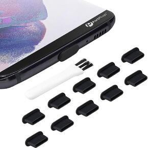 USB C Dust Plugs 50 Pack with Cleaning Brush, Charging Port Covers, Black | Helps block dust, lint and debris, helps support reliable charging, snug low profile fit, durable flexible construction in Kuwait