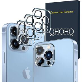 QHOHQ [3 Pack] Tempered Glass Camera Lens Protector for iPhone 13 Pro 6.1" ＆ iPhone 13 Pro Max 6.7", 9H Hardness, Ultra HD, Anti-Scratch, Easy to Install, Case Friendly [Does not Affect Night Shots]