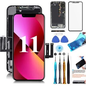 Screen Replacement Compatible for iPhone 11 Screen Replacement 6.1 inch LCD Display 3D Touch Digitizer Frame Assembly Full Repair Kit, with Repair Tools