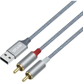 DCHAV 4ft RCA to USB Audio Cable Type A to 2 RCA Adapter Cord Male 2RCA Y Splitter Nylon Braided Wire Red White Interface for Speaker DVD Player Car Stereo Home Theater Laptop Computer Amplifier in Saudi Arabia