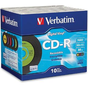 Verbatim Digital Vinyl CD-R 700MB 52X Recordable Discs, 10 Pack Cases in Saudi Arabia