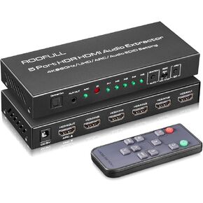 محول HDMI ROOFULL 5 في 1 خارج 4K@60 هرتز، محدد محول HDMI 5 منافذ مع جهاز تحكم عن بعد، يدعم التبديل التلقائي Dolby Vision/Atmos HDR10 HDCP2.2 3D CEC، متوافق مع PS5/4 Xbox Switch Roku TV Fire Stick in Kuwait