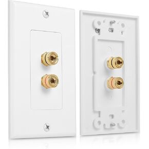 Cable Matters Speaker Wire Wall Plate, 8 Posts for 4 Speakers, White in Saudi Arabia