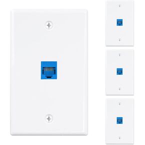 iwillink (10 عبوات) لوحة حائط إيثرنت، لوحة حائط Keystone بمنفذين مع RJ45 Keystone وقوس تثبيت منخفض الجهد، لوحة حائط من أنثى إلى أنثى Cat6، أزرق in Kuwait