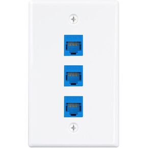 iwillink (10 عبوات) لوحة حائط إيثرنت، لوحة حائط Keystone بمنفذين مع RJ45 Keystone وقوس تثبيت منخفض الجهد، لوحة حائط من أنثى إلى أنثى Cat6، أزرق in Kuwait