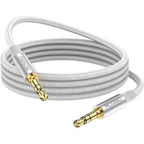 MOSWAG 3.28FT/1M 3.5mm Aux Cord Male to Male, Nylon Braided Stereo Audio Jack Cable for Car Stereo, Home Theater, PS4, Xbox One, Headphones, Speakers, Phones, Tablets, PC, and More | 3 pin auxiliary cable compatible with phone, headset, speaker, tablet, c in Kuwait