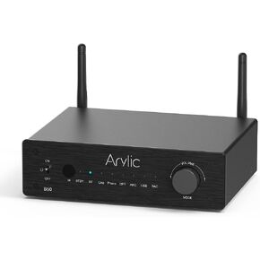 مضخم صوت استريو Arylic B50 بلوتوث aptX HD مع جهاز إرسال صوتي، مضخم صوت بقناتين 50 وات*2 مع HDMI ARC، مدخل فونو وتطبيق تحكم GO مجاني. يدعم نقل واستقبال الموسيقى عالية الدقة 192 كيلو هرتز/24 بت. in Kuwait