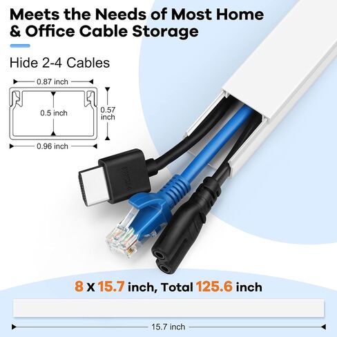 125.6in Cord Hider Kit, ZhiYo Cord Covers for Wall Mounted TV, Paintable Wire Cover for Cords, Tv Cable Hider Wall Kit, Wall Cord Concealer, Cable Cover Wall Wire Management, 8xL15.7in W0.95in H0.55in in Saudi Arabia