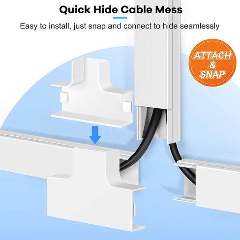 125.6in Cord Hider Kit, ZhiYo Cord Covers for Wall Mounted TV, Paintable Wire Cover for Cords, Tv Cable Hider Wall Kit, Wall Cord Concealer, Cable Cover Wall Wire Management, 8xL15.7in W0.95in H0.55in in Saudi Arabia
