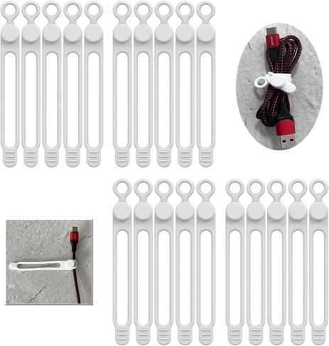 UMUST Silicone Cable Straps, 10pcs Extra-Long Reusable Hanging Organizer for Cables, Kitchen, Home, School (Black & White) | Reusable Cord Ties, Cable Strap Tie for Bundling Electronics Wire,Home Office Travel Essentials Accessories 7.1inch in Kuwait