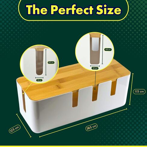 RICEXO Cable Management Box, 7 Holes, 12x5x4.5 inches, Wooden Lid Cable Organizer Box for Desk to Hide Power Strips, Tv Wires, ABS Material Cord Cover in Kuwait