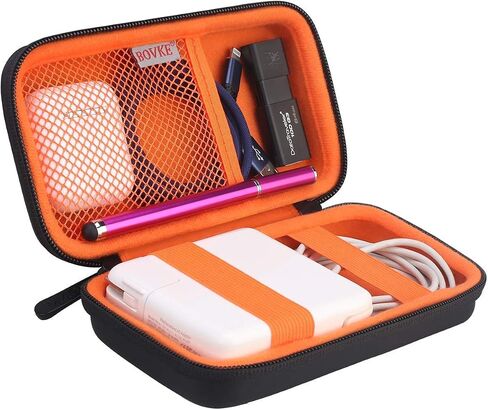 BOVKE Carrying Case Hard Protective Case Tech Organizer Travel Power Bank Pouch Bag USB Cable Organizer for Earbuds, Cable Cord, Charger Adapter, Electronic Accessories Case Wallet, Black+Inside Black in Saudi Arabia