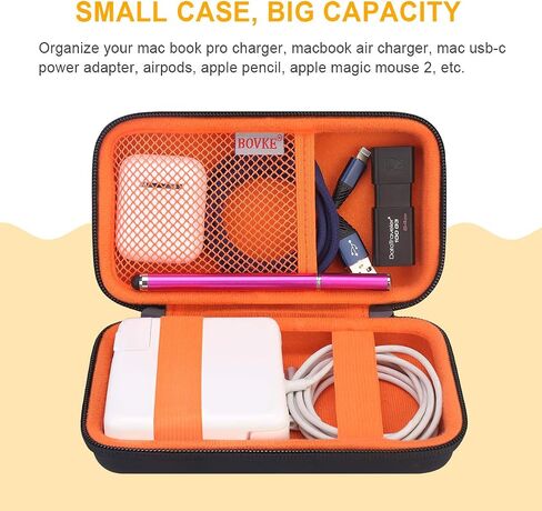 BOVKE Carrying Case Hard Protective Case Tech Organizer Travel Power Bank Pouch Bag USB Cable Organizer for Earbuds, Cable Cord, Charger Adapter, Electronic Accessories Case Wallet, Black+Inside Black in Saudi Arabia