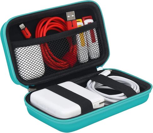 BOVKE Carrying Case Hard Protective Case Tech Organizer Travel Power Bank Pouch Bag USB Cable Organizer for Earbuds, Cable Cord, Charger Adapter, Electronic Accessories Case Wallet, Black+Inside Black in Saudi Arabia