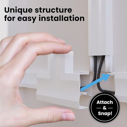 EVEO Cable Hider Wall 306" - Cable Raceway Cord Hider - Wire Covers for Cords on Wall, Cord Cover, Wall Cable Hider, Cable Concealer, Wire Hiders for TV on Wall Management-20X (L16 W0.95 H0.5) - White in Kuwait