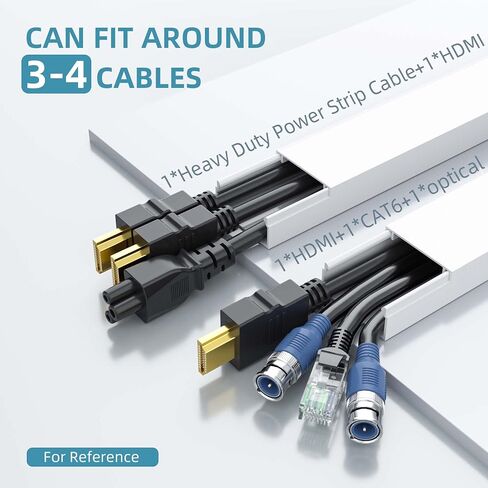 Delamu Cord Hider, 157in Wire Covers for Cords on Wall, Premium Cable Hider Cord Covers for Wires, Cable Management Wire Hiders for TV, Cable Raceway Kit, W0.95 H0.55in, White in Kuwait